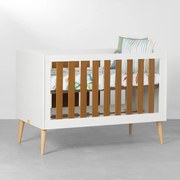 Berço Mini Cama Noah com Pés Retrô Natural - Branco e Savana