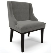 Poltrona Decorativa Base Fixa de Madeira Firenze Suede Grafite/Preto G19 - Gran Belo