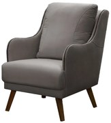 Poltrona Decorativa Catar com Tachas Suede Cinza G33 - Gran Belo