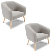 Poltrona Decorativa Pé Palito Natural Kit 2 Stella Veludo D03 - D'Rossi - Cinza