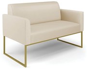 Sofá Namoradeira Base Industrial Dourado Marisa Corino D03 - D'Rossi - Bege