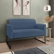 Poltrona Namoradeira Decorativa Isabella Base Industrial Suede Azul Marinho/Preto G19 - Gran Belo
