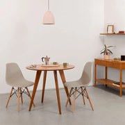 Conjunto Mesa Jantar Square Laminada Redonda Natural - 88cm + 2 Cadeiras Eiffel PP - Bege Acinzentado