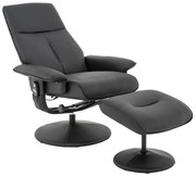 Poltrona de Massagem Reclinável Arizona Giratória com Puff para os Pés Pu Preto G56 - Gran Belo