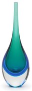Gota Mini Alta Bicolor Verde com Água-marinha Murano Cristais Cadoro
