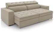 Sofá Retrátil Reclinável 3 Lugares 218cm Vick Z32 Suede Bege - Mpozena