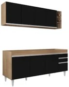 Armário Aéreo Nevada e Balcão para Pia 180cm Dallas Cast/Preto - Lumil