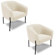 Poltrona Decorativa Pé de Ferro Preto Kit 2 Stella Veludo D03 - D'Rossi - Bege