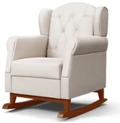 Poltrona de Amamentação Base Madeira Balanço Lucy Z39 Suede Bege - Mpo