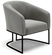 Poltrona Decorativa Industrial Preto Stella Suede Grafite D03 - DRossi