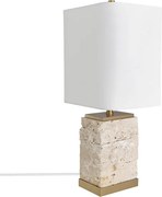 Abajur Metal Dourado E Mármore Branco Rodin