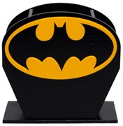 Porta Lápis Caneta E Acessórios Geek Batman Logo Amarelo 10x10cm