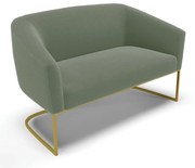 Sofá 2 Lugares Namoradeira Industrial Dourado Stella Bouclê D03 - D'Rossi - Verde Pistache