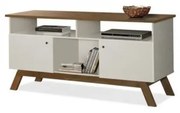 Rack Para TV Amsterdã Off White Com Madeira - Tebarrot Móveis