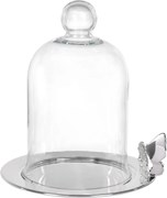 Prato de Prata c/ Borboleta e Cúpula em Vidro