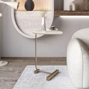 Mesa Lateral Apoio Para Sala Pé Metal Freya Off/Champagne E05 - Mpozen