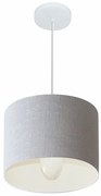 Lustre Pendente Cilíndrico Md-4113 Cúpula em Tecido 30x25cm Rustico Cinza - Bivolt