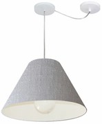 Lustre Pendente Cone Com Desvio Md-4272 Cúpula Tec 25/15x40cm Rustico Cinza - Bivolt