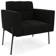 Poltrona Pé de Ferro Preto para Sala Elisa Suede D03 - D'Rossi - Preto