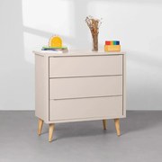 Cômoda Theo 3 Gavetas com Pés Retro Natural - Areia