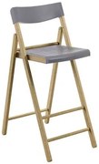 Banqueta Dobrável Alta com Encosto Tramontina Potenza Grafite Madeira Tauari Natural