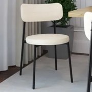 Cadeira de Jantar Estofada Fixa Nyka M25 Linho Palha - Mpozenato