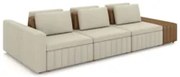 Sofá Ilha e Puff Sala Living 365cm Siesta Z32 Linho Areia/Marrom - Mpo