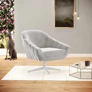 Poltrona Giratória Giovana Veludo Base Cromada D01 - D'Rossi - Cinza