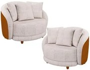 Kit 2 Poltronas Decorativa para Sala Pés Madeira Kaly M22 Sintético Ca