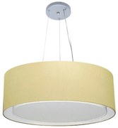Lustre Pendente Cilíndrico Duplo Md-4126 Cúpula em Tecido 80x30cm Algodão Crú - Bivolt