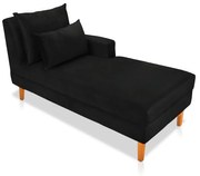 Divã Chaise Chloe 160 cm Veludo Pés Chanfrado Castanho M11 - D'Rossi - Preto
