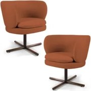 Kit 2 Poltronas Decorativas Melissa Base Xis Giratória Veludo C-262 Te