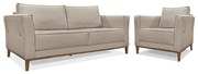 Kit Sofá 2 lugares 170 cm e Poltrona Sala de Estar Recepção Escritório Dinamarca SPZ Linho - ADJ Decor