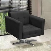 Poltrona Decorativa Base Cromada Giratória Ana Suede Preto - Ibiza