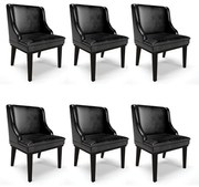 Kit 06 Cadeiras de Jantar Liz Corano Base Fixa Madeira Preto D03 - D'Rossi - Preto