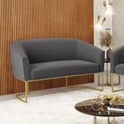 Sofá 2 Lugares Namoradeira Industrial Dourado Stella Bouclê D03 - D'Rossi - Grafite