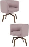 Kit 2 Poltronas Decorativas Base Ka Madeira Betina C-305 Veludo Rosê -