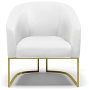 Poltrona Decorativa Industrial Dourado kit 2 Stella Sintético D03 - D'Rossi - Branco