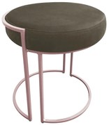 Puff Redondo Base Industrial Rosê Love Suede - Marrom Rato
