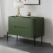 Mesa Cabeceira Quarto 68cm 2 Gavetas Becca Musgo/Preto I06 - Mpozenato