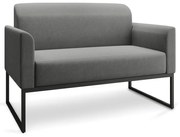 Poltrona Namoradeira Decorativa Isabella Base Industrial Linho Grafite/Preto G19 - Gran Belo