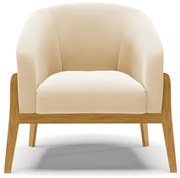 Poltrona Decorativa Base de Madeira kit 2 Stella Suede D03 - D'Rossi - Bege