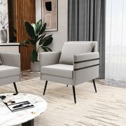 Kit 02 Poltronas Mari Veludo Pés Palito de Ferro Preto D03 - D'Rossi - Cinza