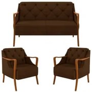 Kit Namoradeira 135cm e 2 Poltronas Decorativas Capitonê Lapa Z32 Velu