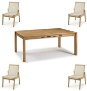 Conjunto Trama Mesa 220cm + Cadeiras Corda Areia - 60501 Sun House