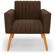 Kit 2 Poltronas Viena Gomada Suede Pés Palito Castanho D03 - D'Rossi - Marrom