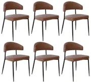 Cadeira de Jantar Estofada Kit 6 Chloe M25 Sintético Marrom - Mpozenat