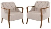 Kit 2 Poltronas Decorativas para Sala de Estar Capitonê Lapa Z32 Linho