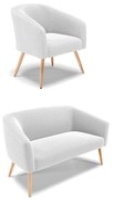 Sofá Namoradeira e Poltrona Pé Palito Natural Stella Bouclê D03 - D'Rossi - Off White