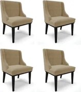 Kit 4 Cadeiras Estofadas para Sala de Jantar Base Fixa de Madeira Pret